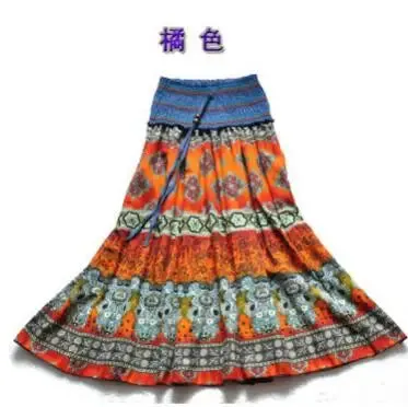 1pcs/lot Fashion Women Summer Spring New Fashion Beach Bohemian Floral Women Long Skirts Floral Skirt