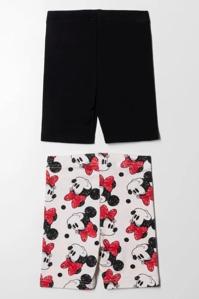 2 Pack Minnie Mouse Cycling Shorts Black