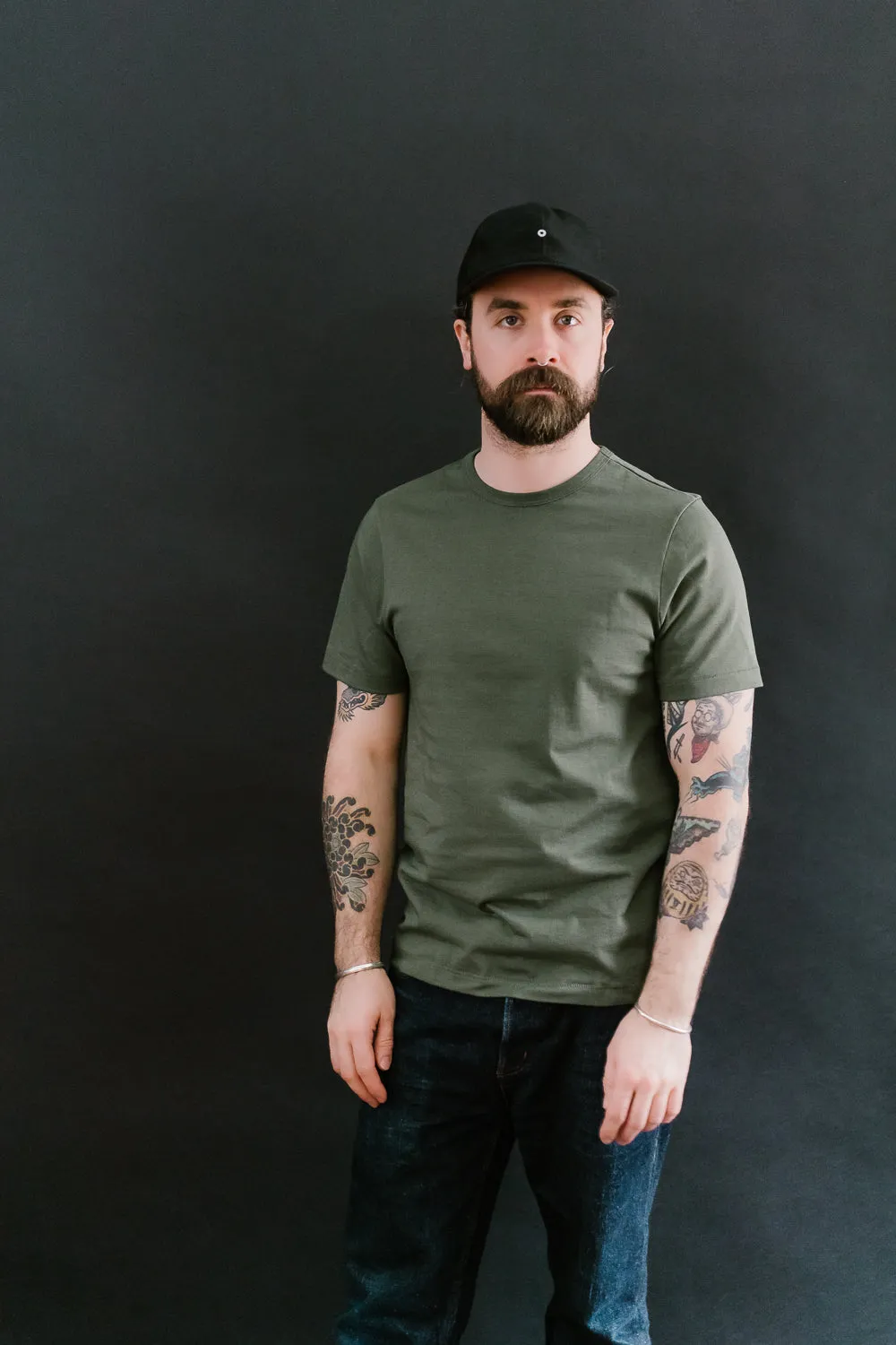 215.40 - 8.6oz Loopwheeled T-Shirt Classic Fit - Army