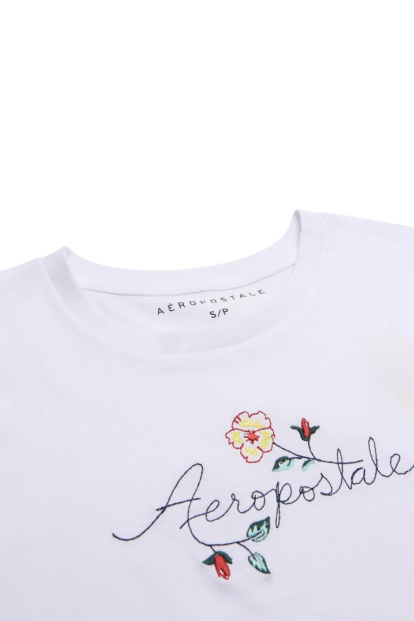 Aéropostale Flowers Embroidered Classic Tee