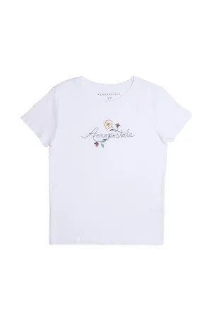 Aéropostale Flowers Embroidered Classic Tee