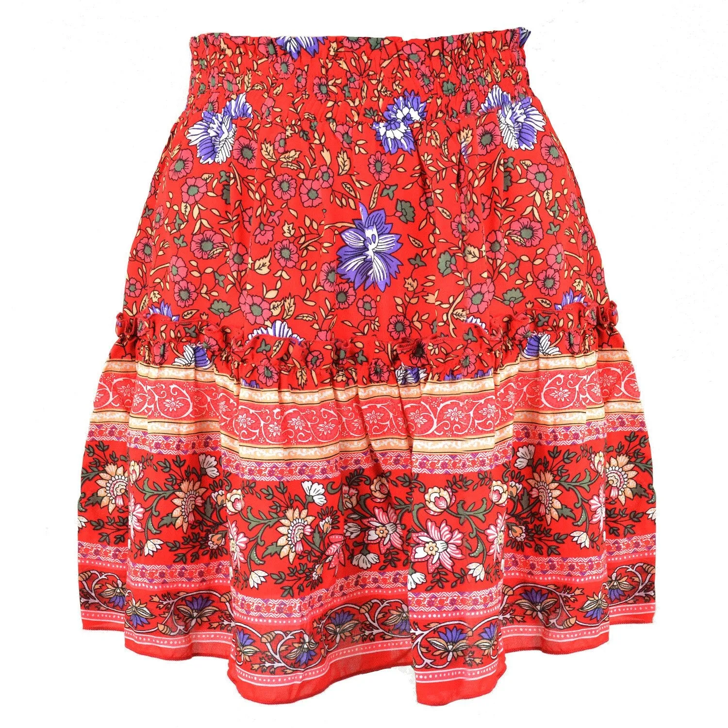 Ashore Shop New In Summer Floral Print Boho Beach Loose Short Skirt Women 2023