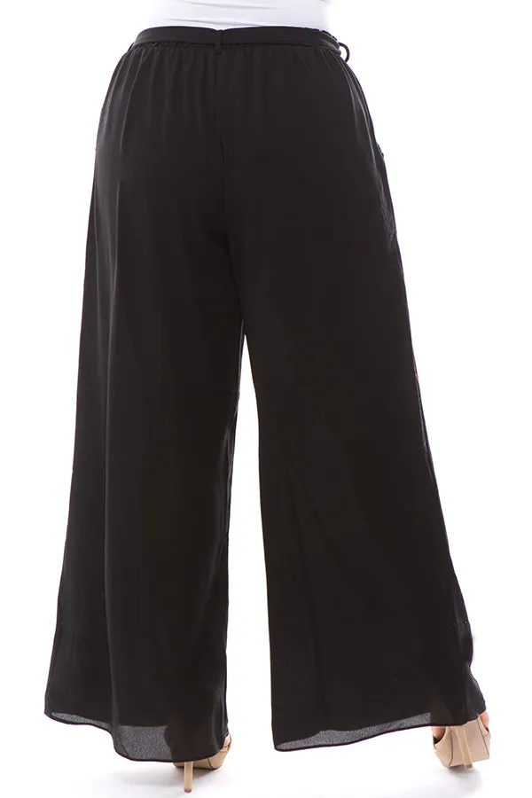 Black Flowy Dress Pant with Tie