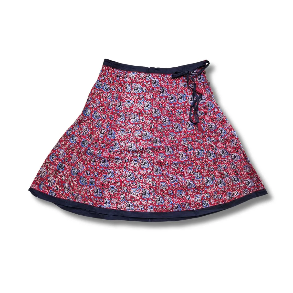 block print cotton drawstring skirt