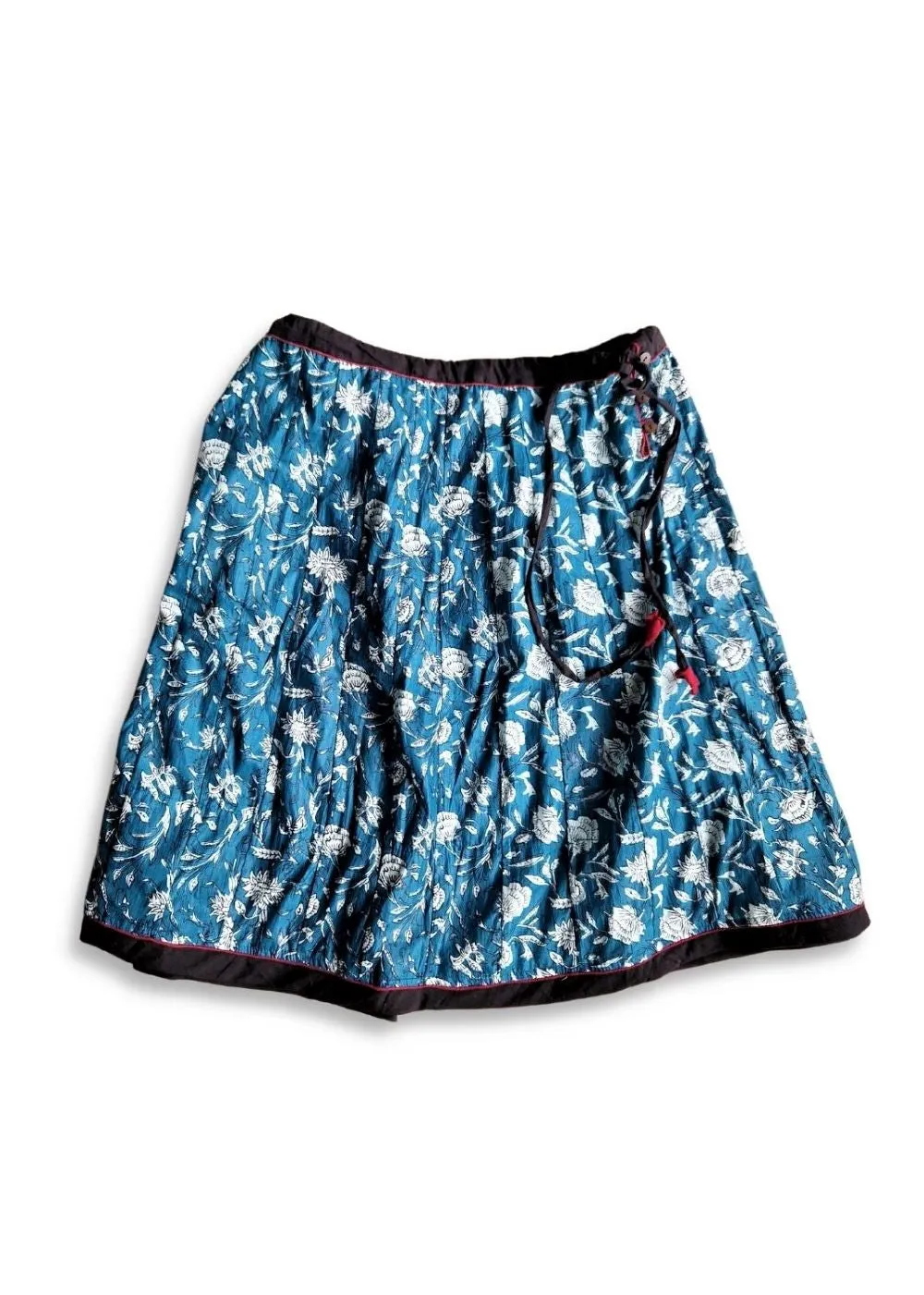 block print cotton drawstring skirt