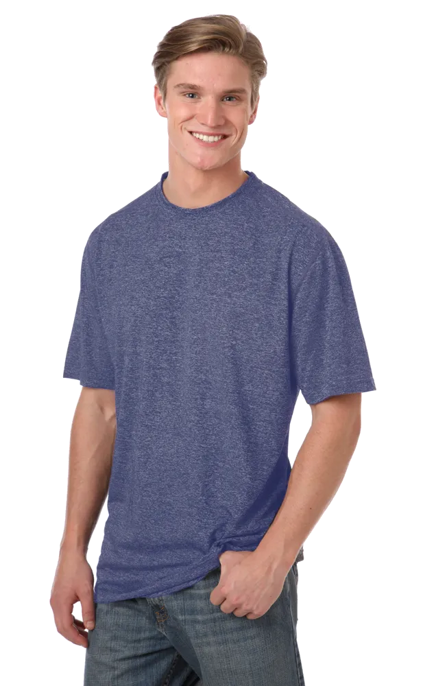 Blue Generation Men's Performance Heathered Crew Neck Tee