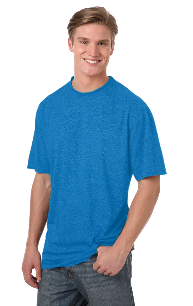 Blue Generation Men's Performance Heathered Crew Neck Tee