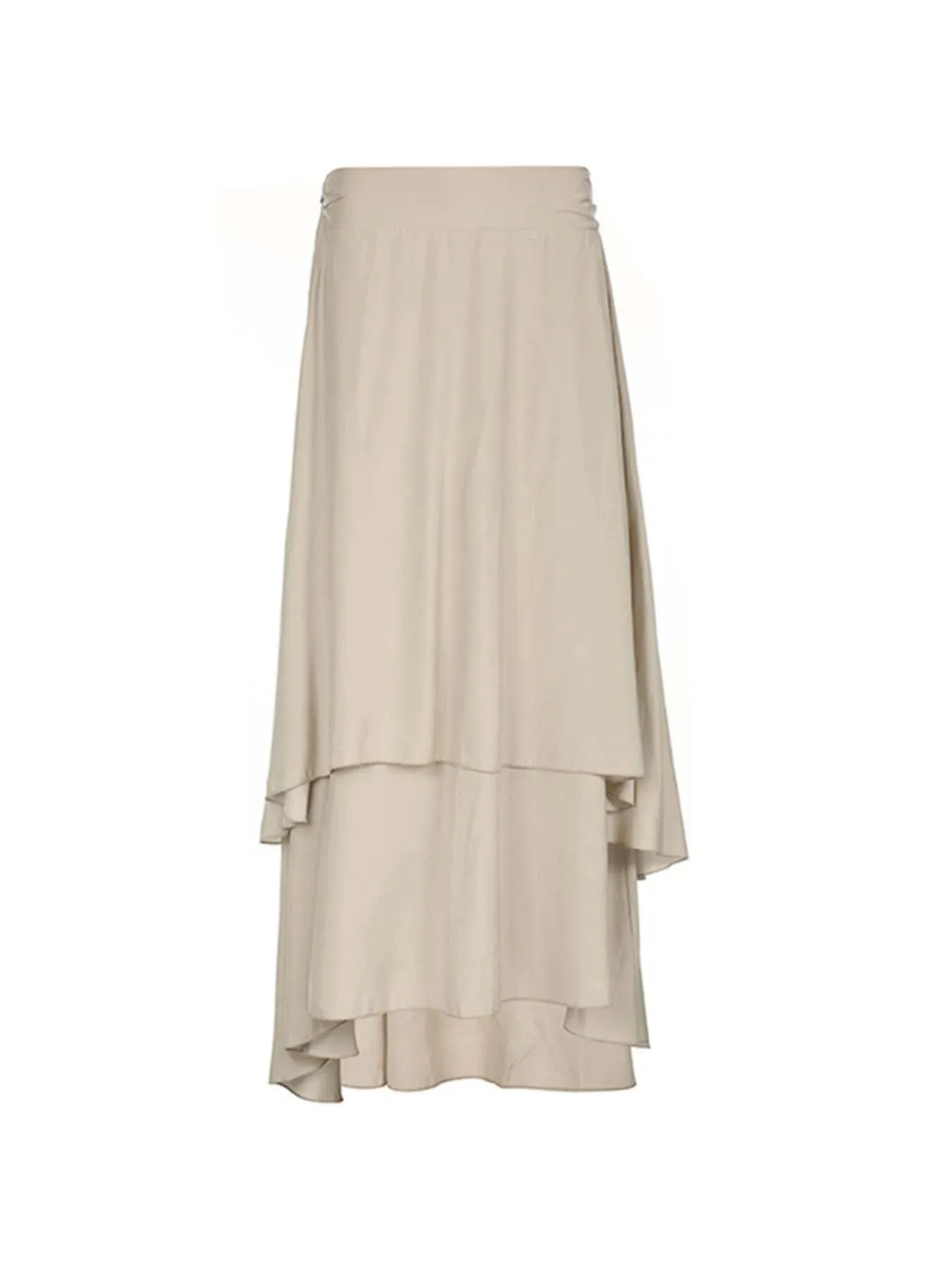 Boho Vacation Long Skirts Womens Solid Two Layers Asymmetrical Bandage Skirt