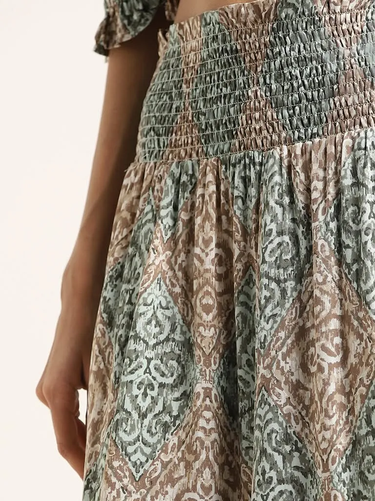 Bombay Paisley Green Printed Skirt