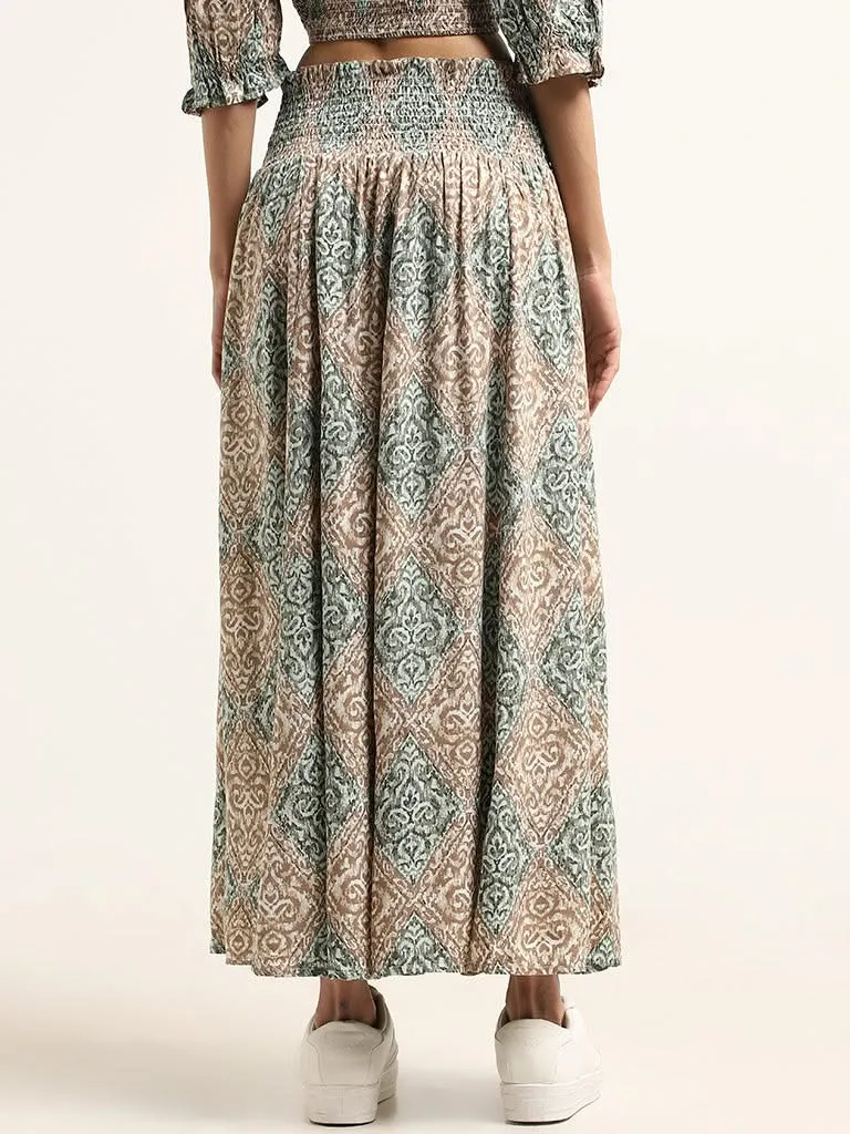 Bombay Paisley Green Printed Skirt