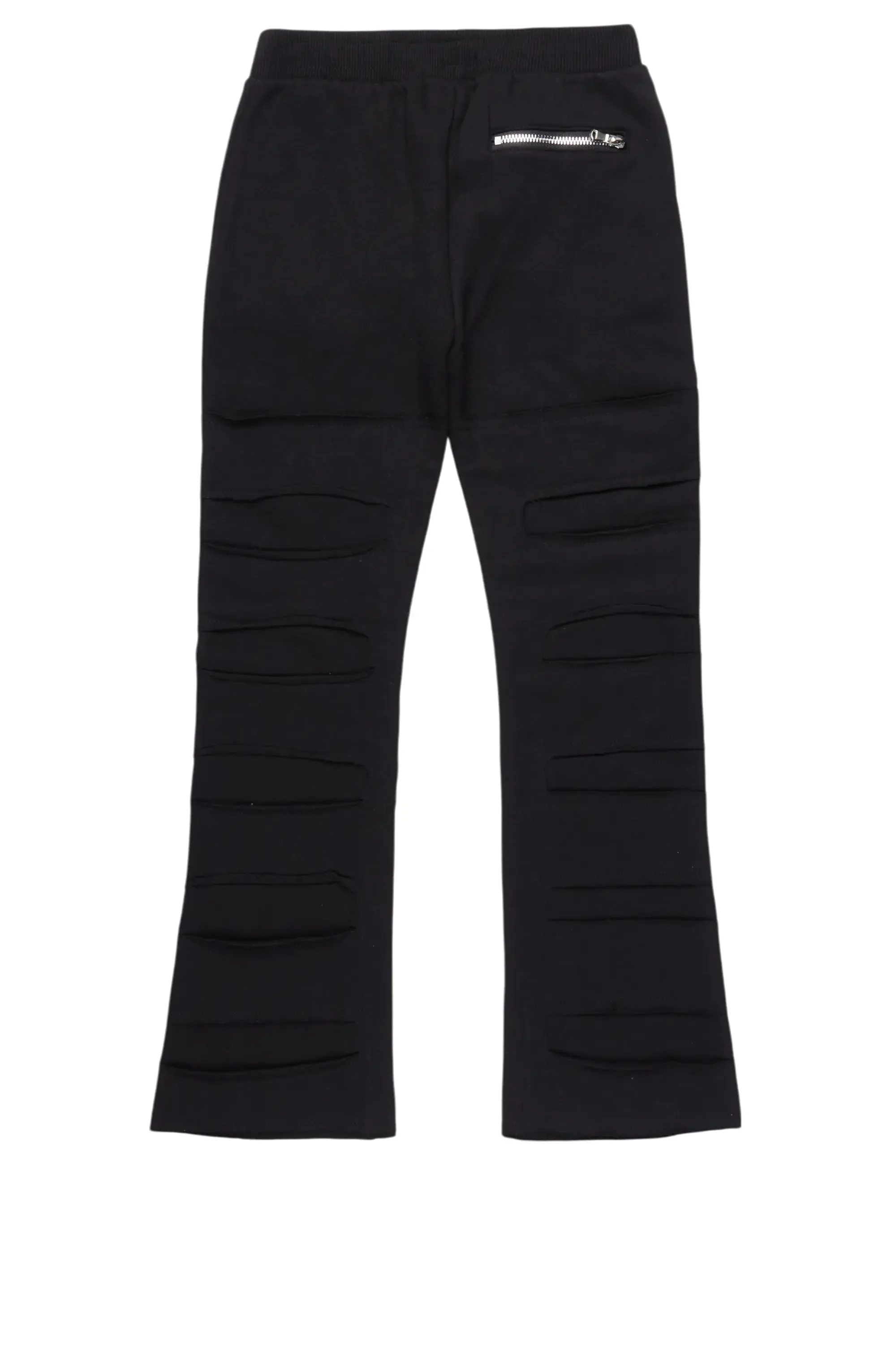 Boys Emilio Black Stacked Flare Track Pant