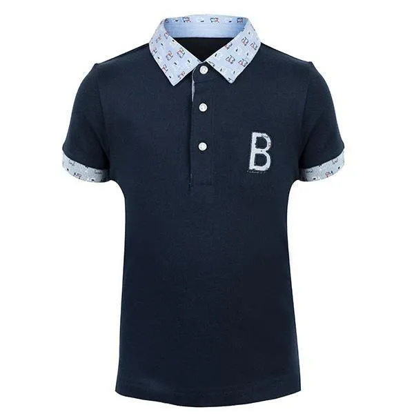 BOYS NAVY BLUE PIQUE POLO