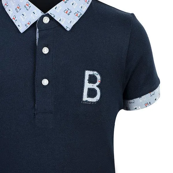 BOYS NAVY BLUE PIQUE POLO