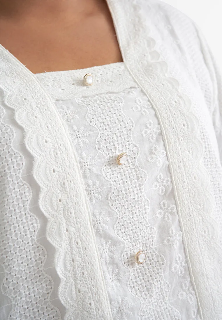 Brittany Modern Kebaya Cotton Eyelet Blouse