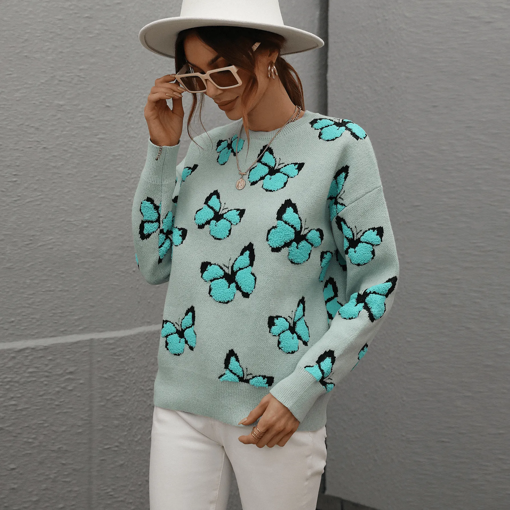 Butterfly Crew Neck Sweater