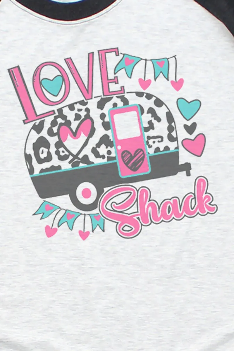 Camper Love Shack Tri-Blend Unisex 3/4 Raglan