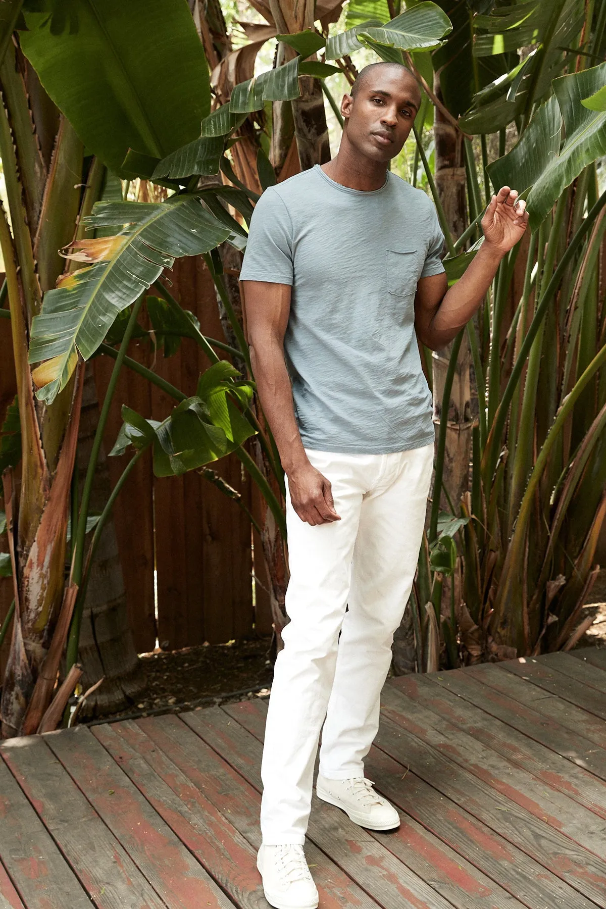 CHAD RAW EDGE COTTON SLUB POCKET TEE