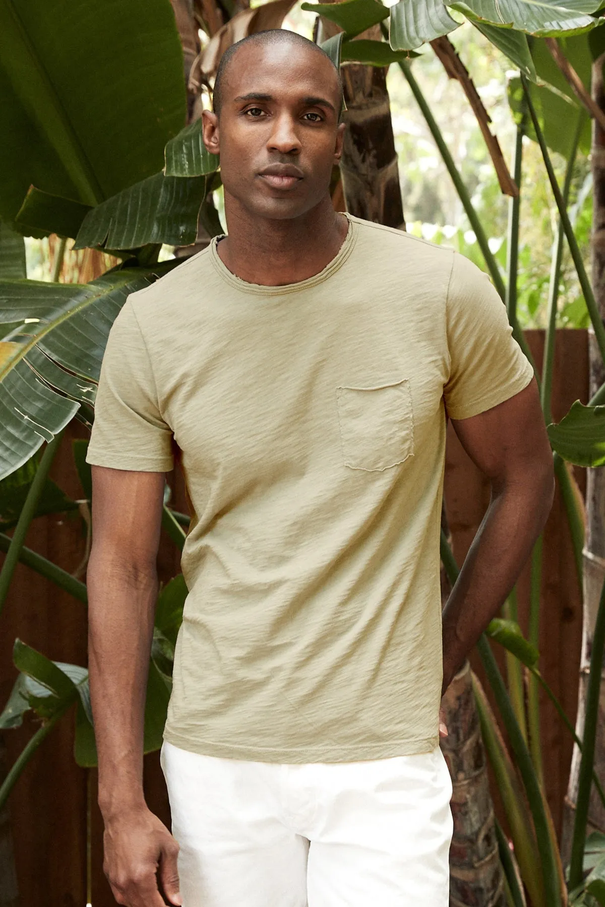 CHAD RAW EDGE COTTON SLUB POCKET TEE