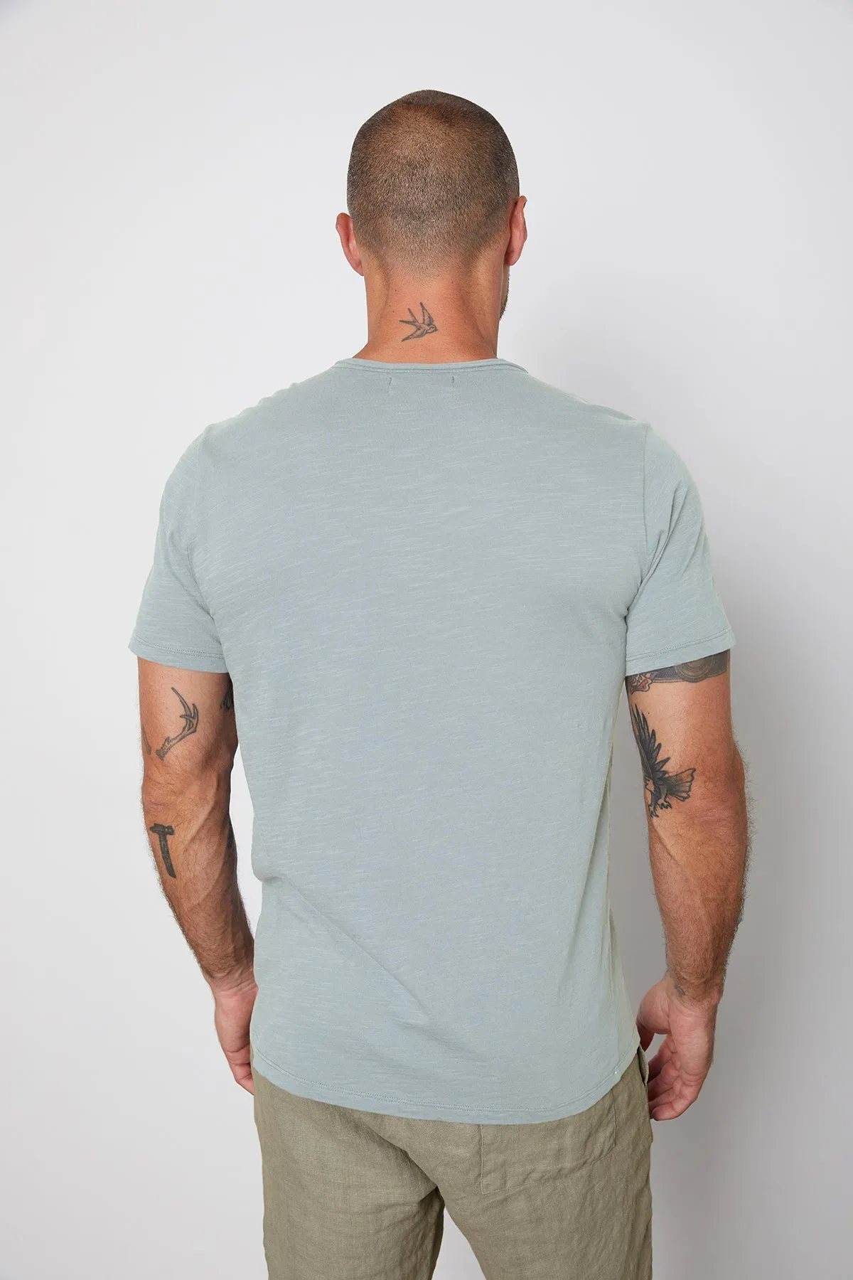 CHAD RAW EDGE COTTON SLUB POCKET TEE