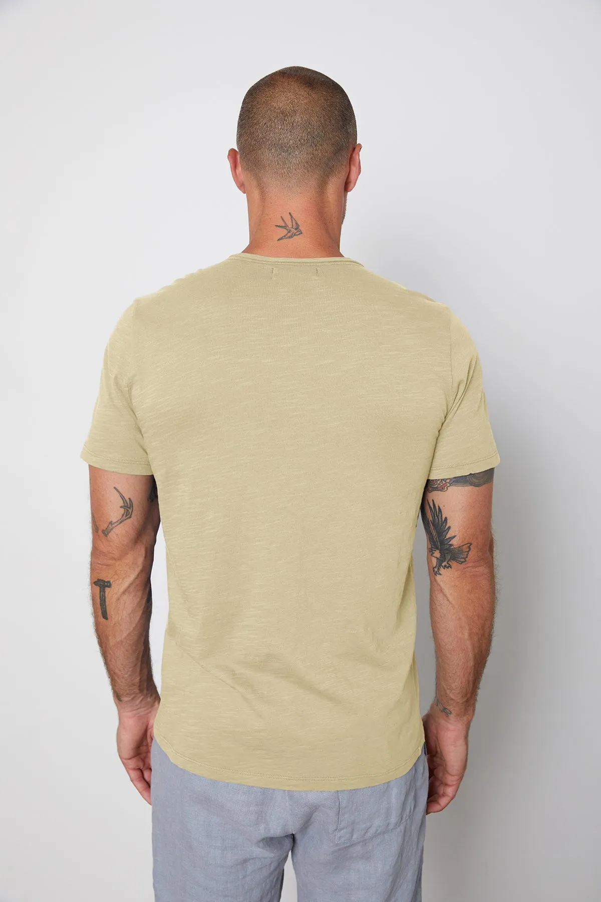 CHAD RAW EDGE COTTON SLUB POCKET TEE