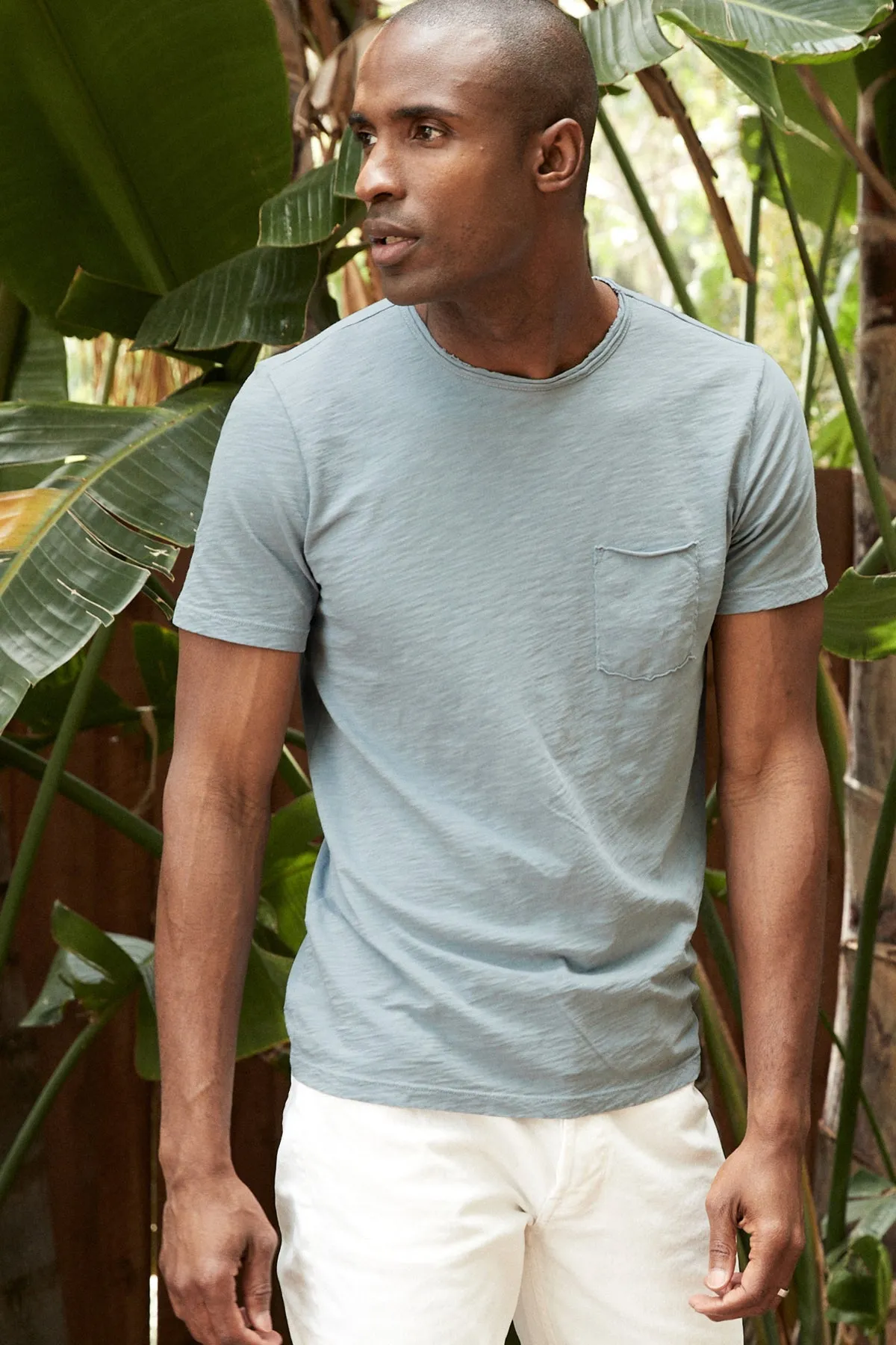 CHAD RAW EDGE COTTON SLUB POCKET TEE