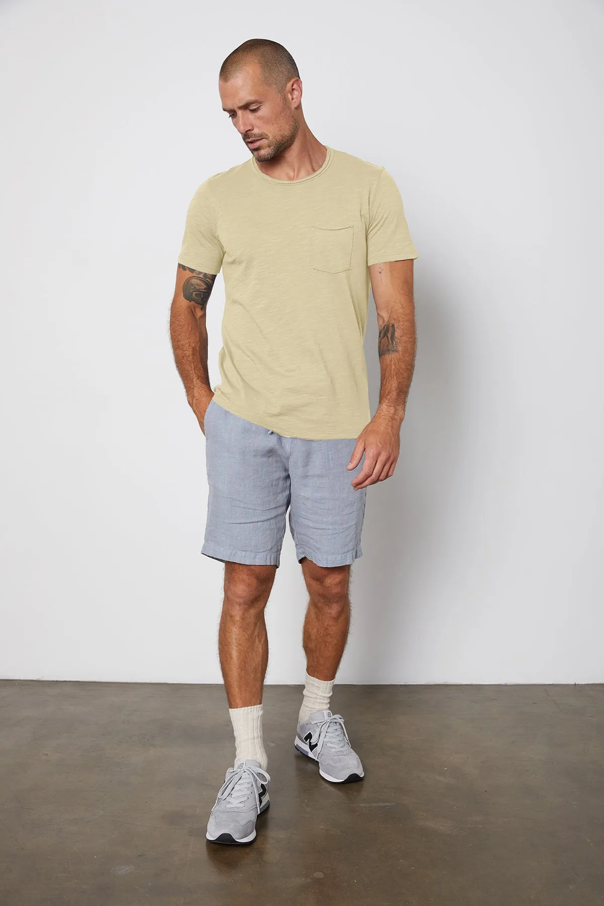 CHAD RAW EDGE COTTON SLUB POCKET TEE