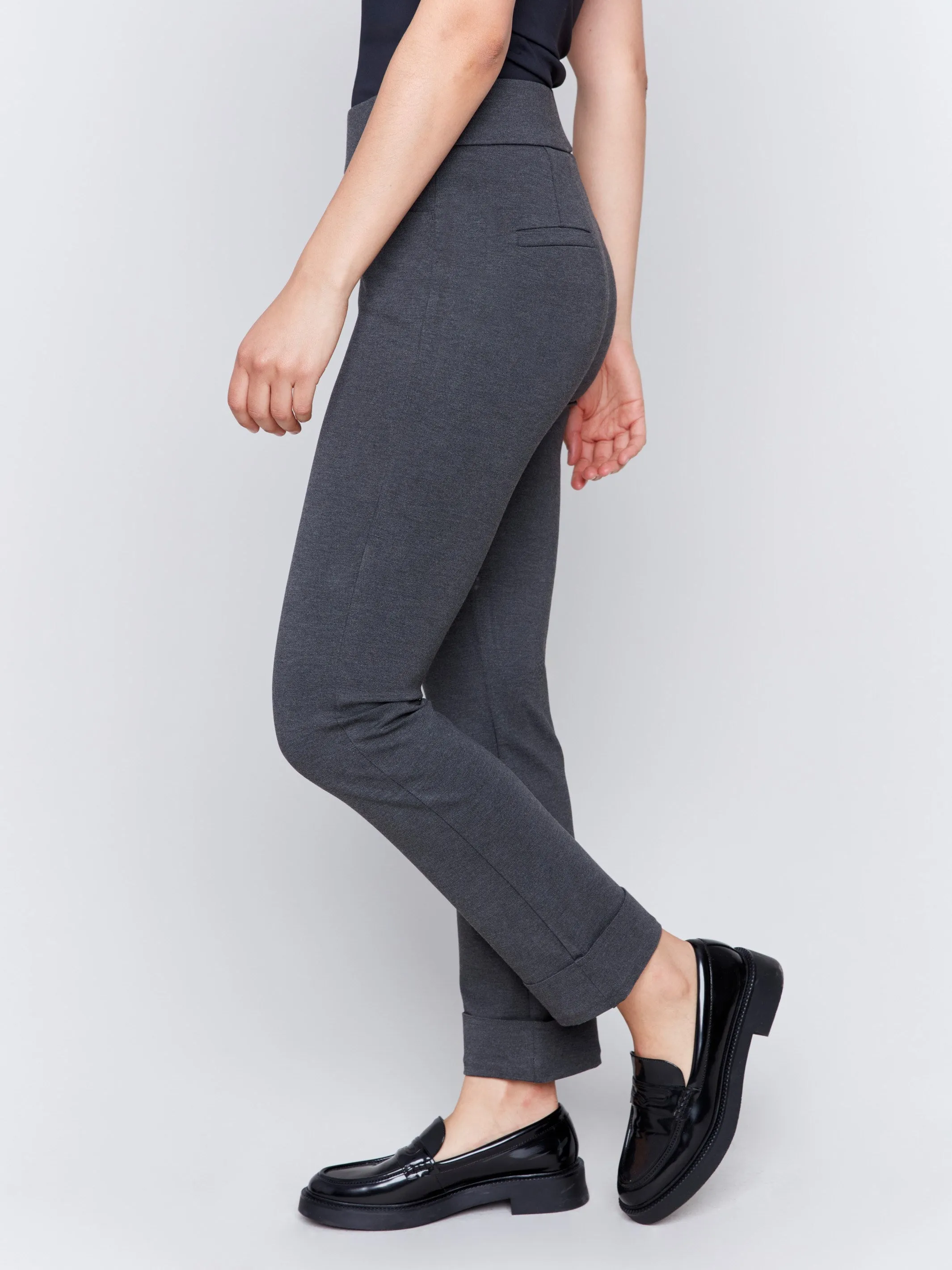 Cuffed Ponte Pants - Charcoal