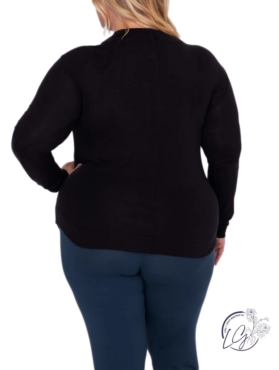 Curvy Side Swoop Long Sleeve Top