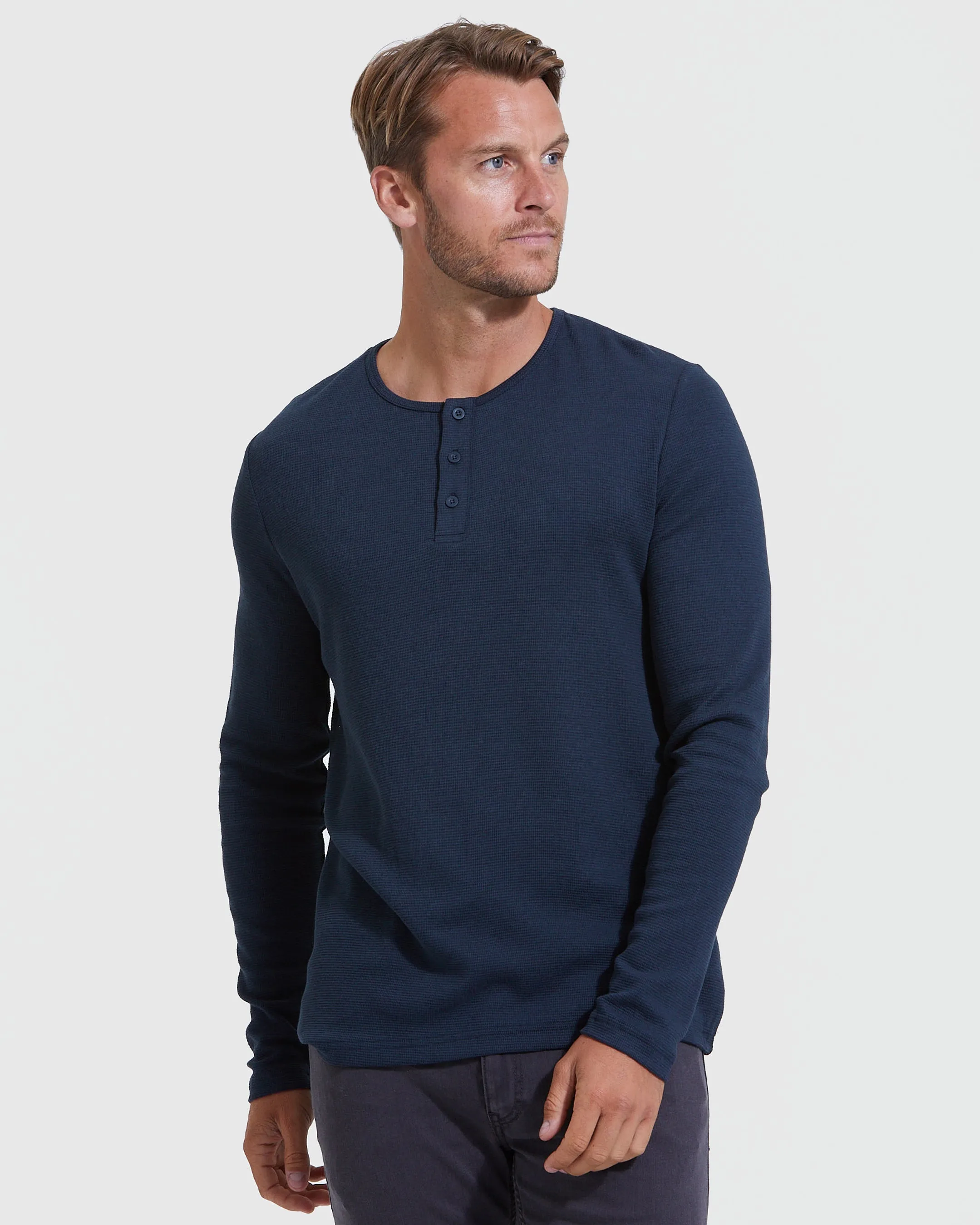 Dark Waffle Long Sleeve Henley 3-Pack