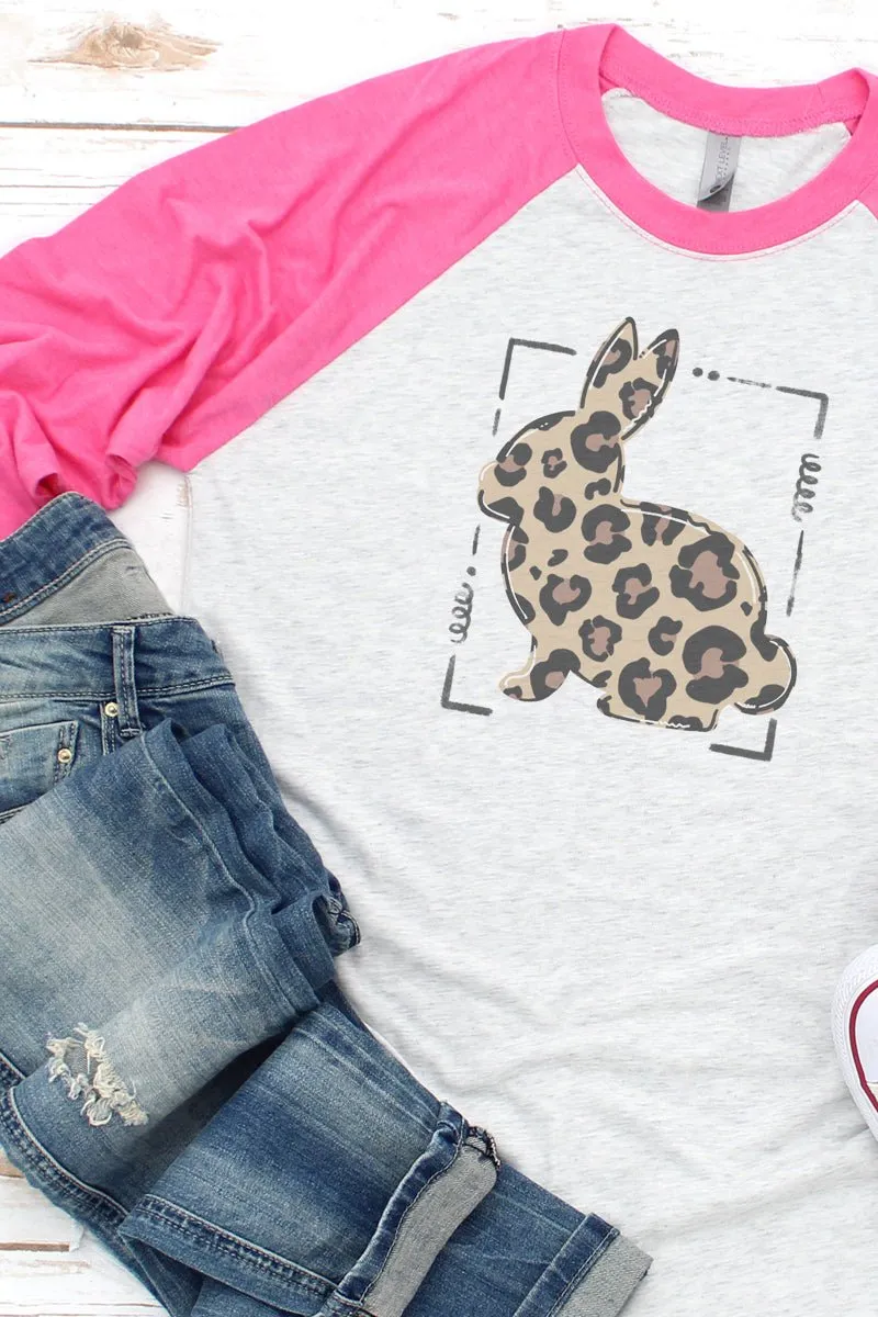 Doodle Bunny Leopard Tri-Blend Unisex 3/4 Raglan