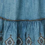 Embroidered Tiered Tassel Waist Maxi Skirt