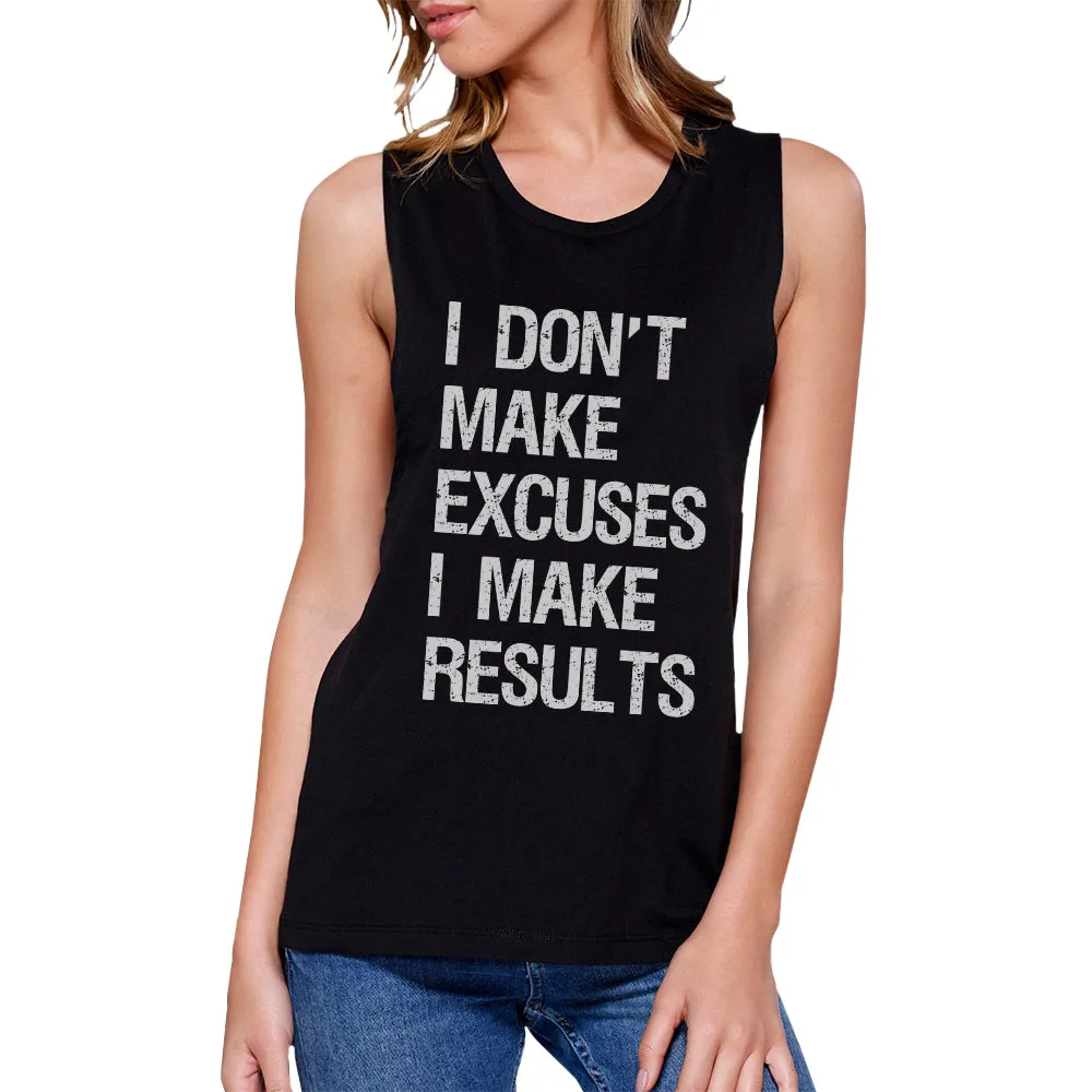 Excuses Results Womens Tank Top Muscle Shirt For Gym Workout Lovers