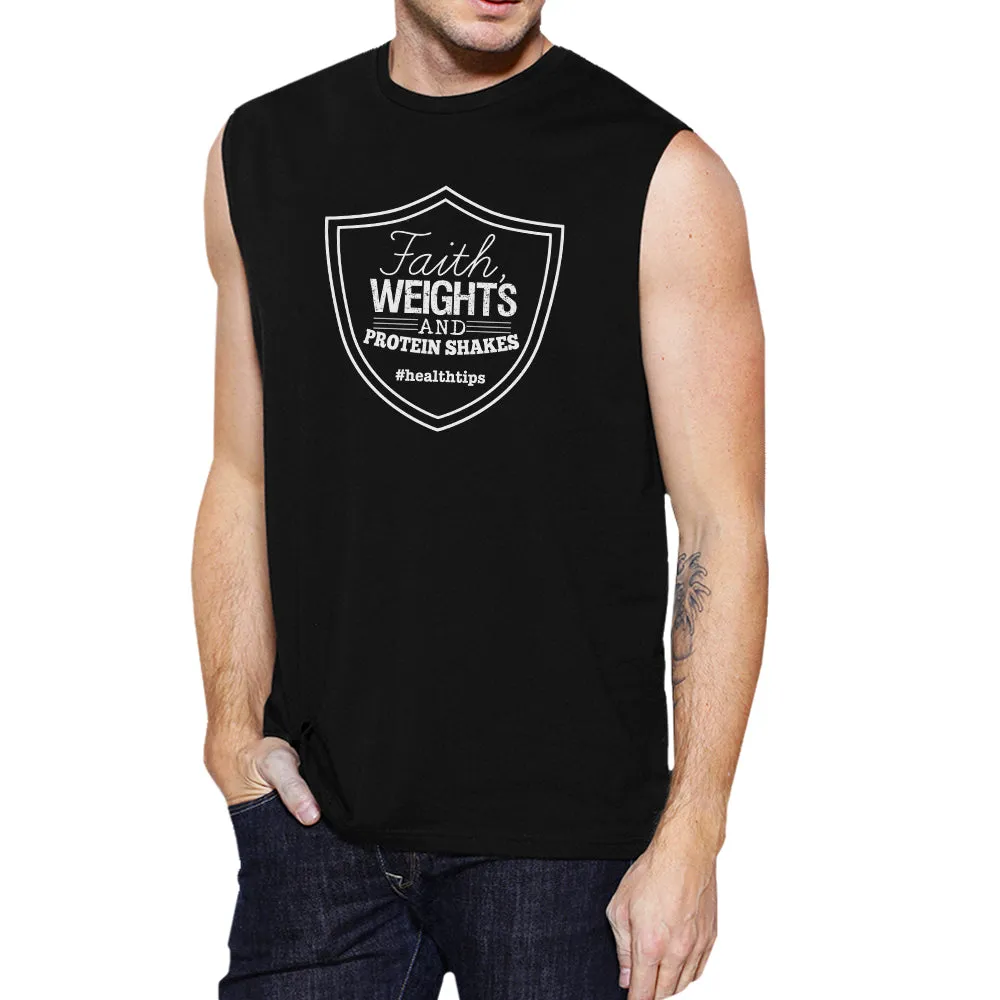 Faith Weights Mens Funny Workout Tank Top Fitness Muscle Shirt Gift