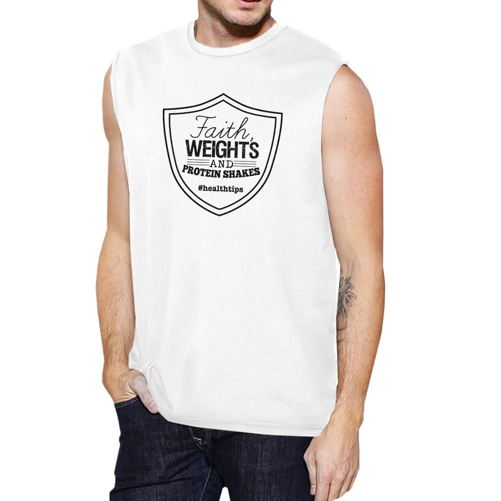 Faith Weights Mens Funny Workout Tank Top Fitness Muscle Shirt Gift