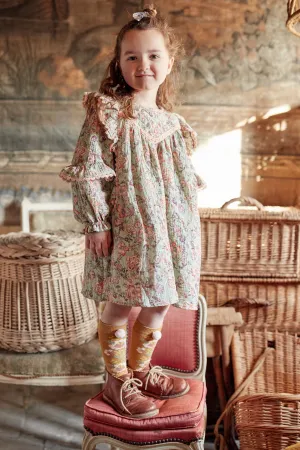 Girls Dress Louise Misha Lara Khaki Tropical Loon