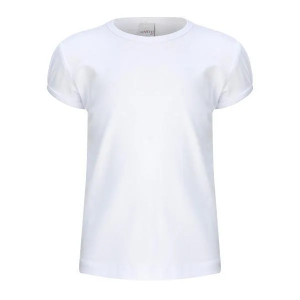 GIRLS WHITE PUFF SHORT SLEEVE TEE