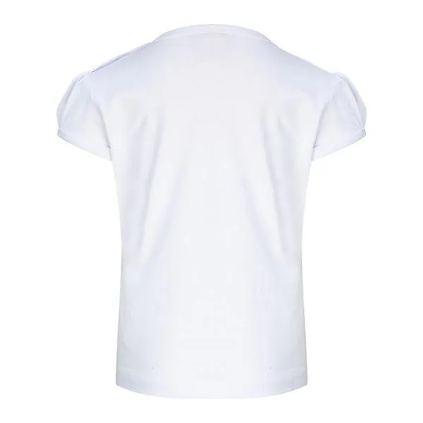 GIRLS WHITE PUFF SHORT SLEEVE TEE