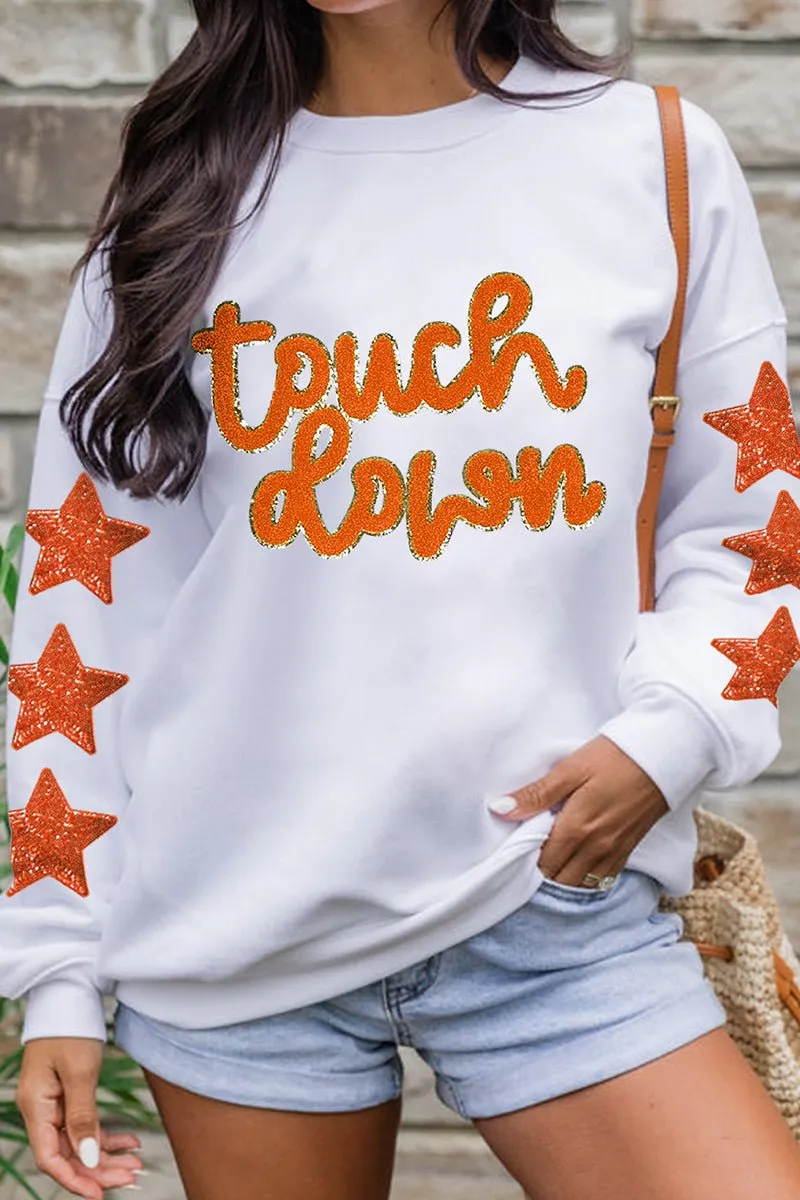 Glittering Touch Down Star Sleeve Sweatshirt