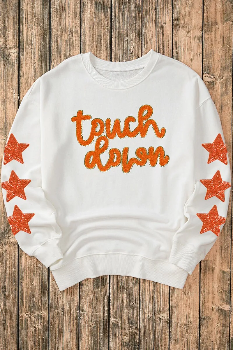 Glittering Touch Down Star Sleeve Sweatshirt