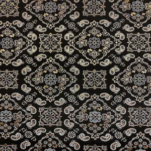 Gold Black Two Tone Bandana Paisley Spandex Fabric