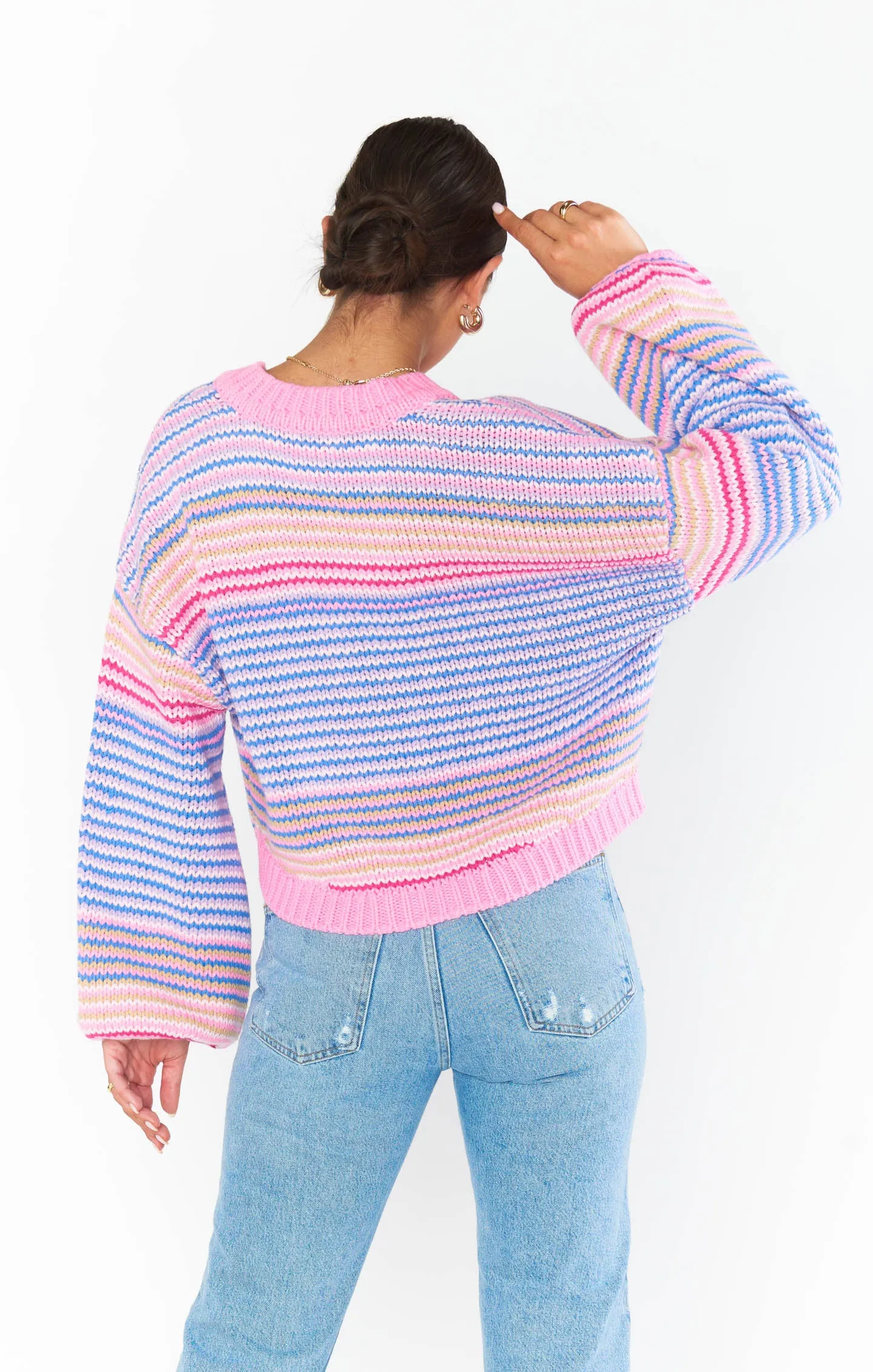 Good Karma Cardi ~ Pink Multi Stripe