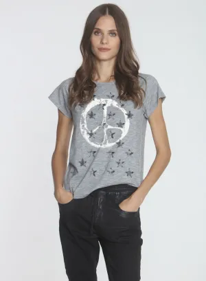 Graphic Ava Tee - Grey Peace Star