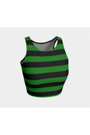 Green & Black Striped Athletic Top