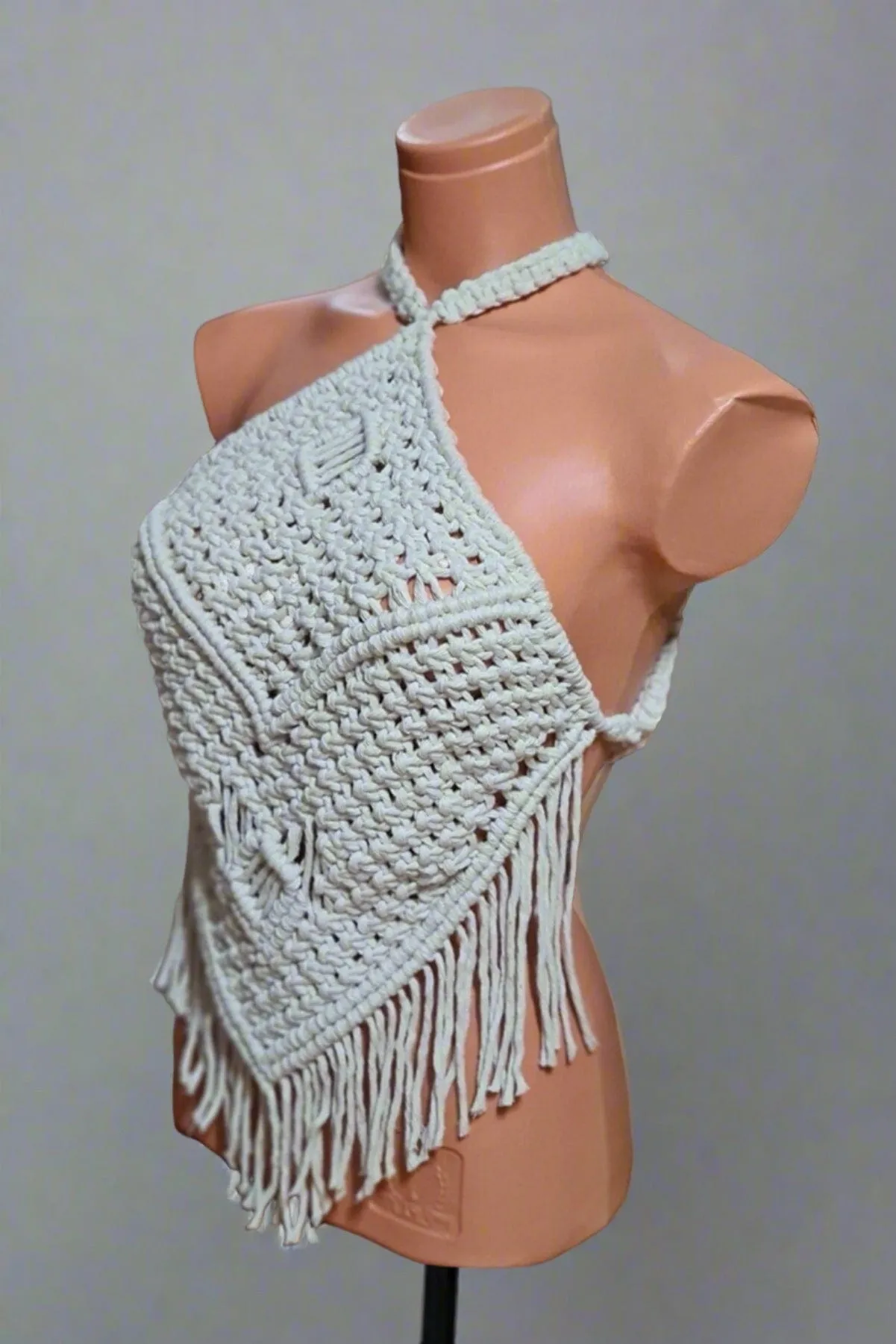 Handmade Organic Cotton Macrame Crop Top – Boho Chic & Sustainable Style