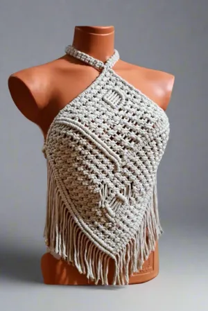 Handmade Organic Cotton Macrame Crop Top – Boho Chic & Sustainable Style