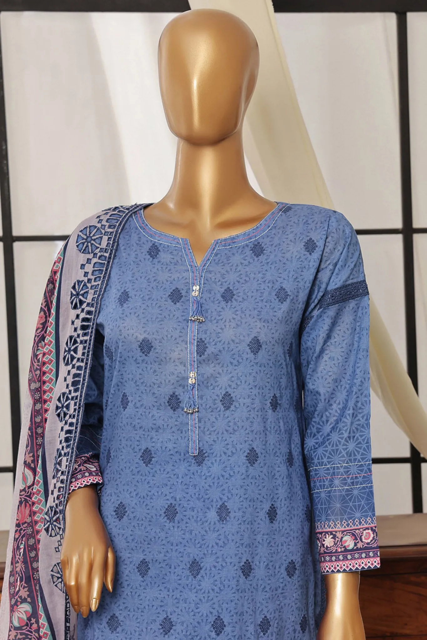 HZ Printkari Stitched 3 Piece Digital Printed & Emb Chikankari Lawn Collection'2024-PCL-403