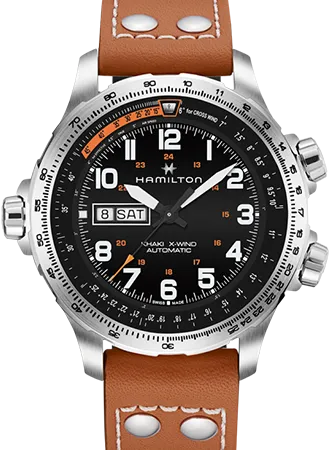 Khaki X-Wind Day Date Automatic Black - Brown Leather Ref. H77755533