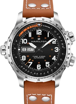 Khaki X-Wind Day Date Automatic Black - Brown Leather Ref. H77755533