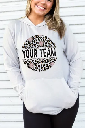 Leopard Baseball Circle Your Team Adult Soft-Tek Blend Long Sleeve Hoodie