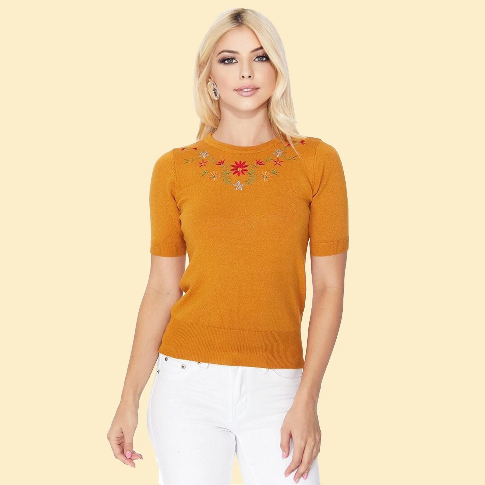 Makenna Embroidered Pullover Sweater in 10 Colors